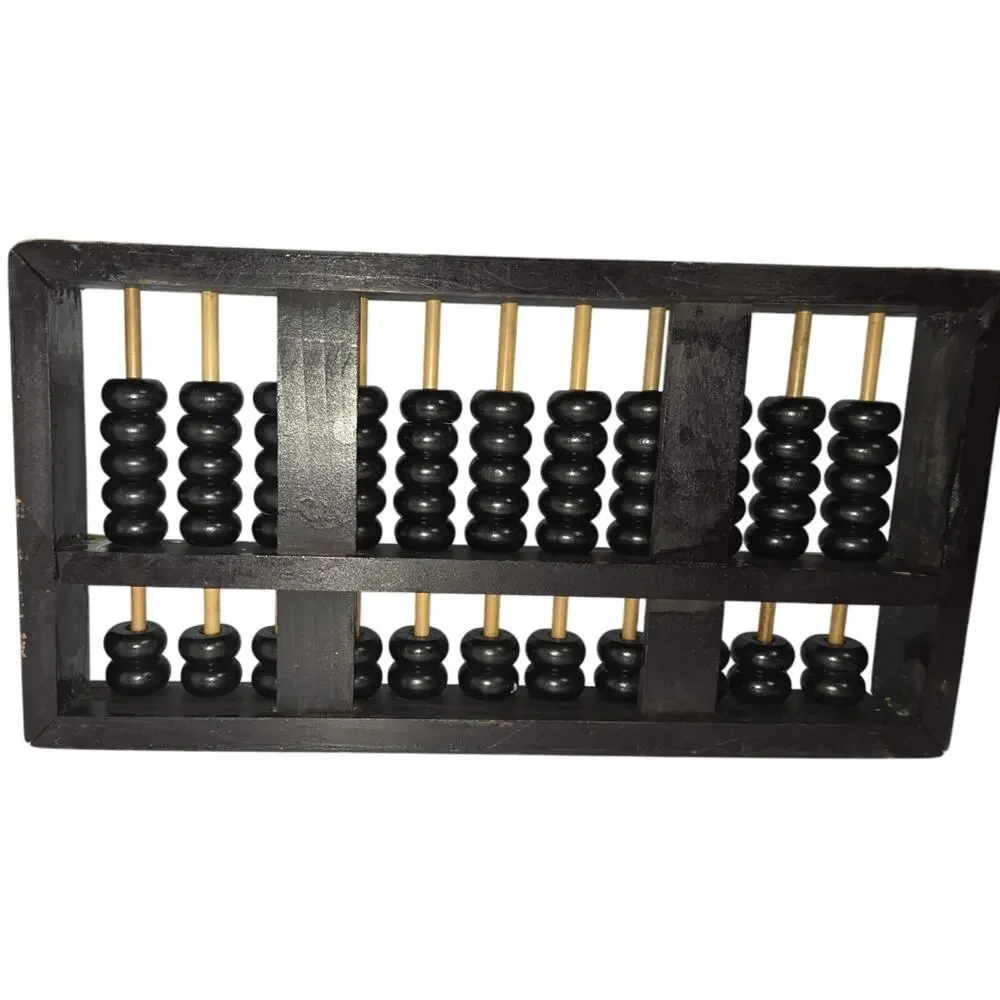 Lotus Flower Brand Chinese Wood Abacus 11 Rods Suanpan Counting Frame Vintage